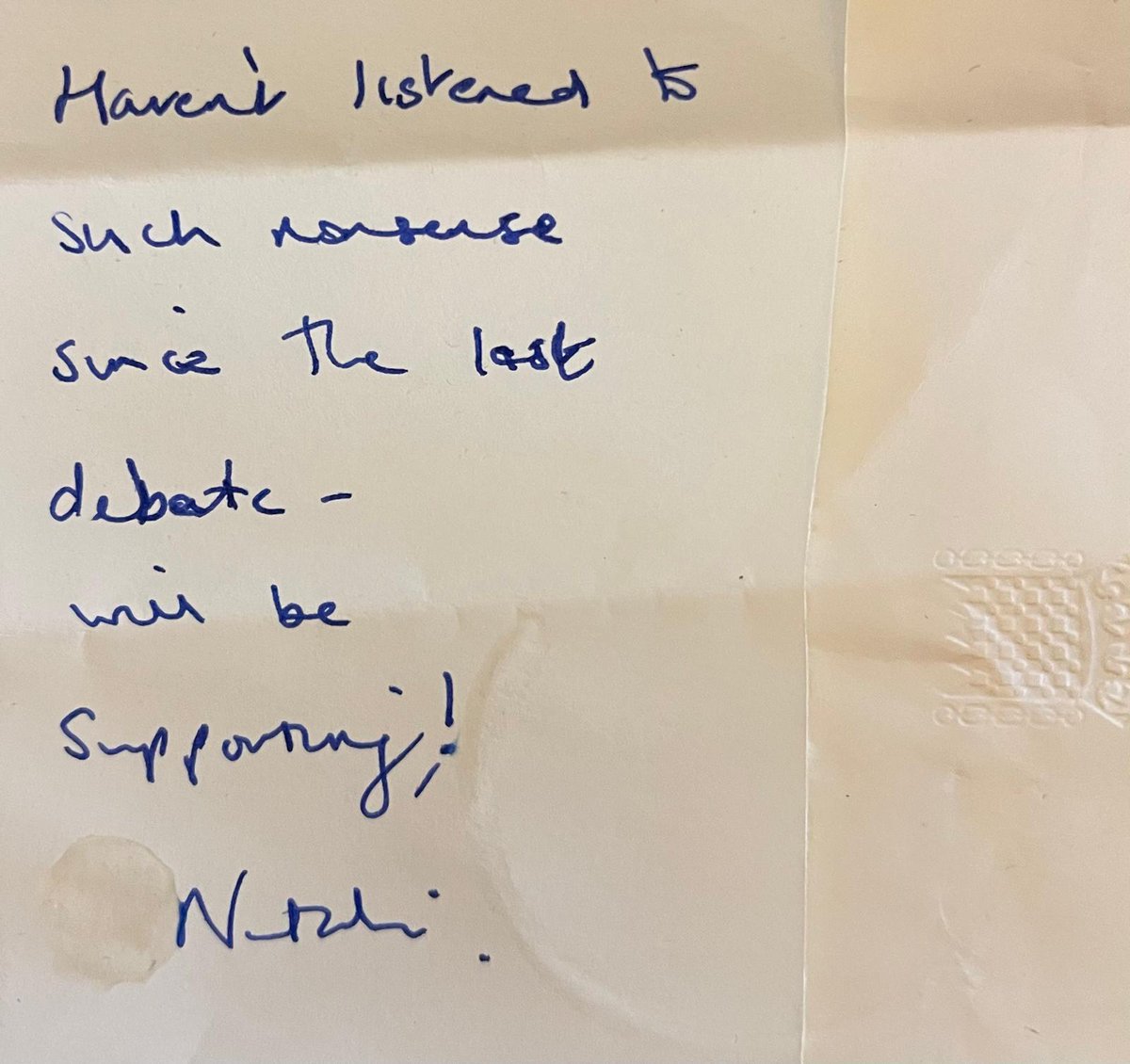 Starmer's spokesman insisted that Natalie Elphicke's defection shows how much Labour's changed since 2019, but just one month ago she wrote this note to the Tory whips office calling Labour's opposition to Rwanda during Lords ping pong 'nonsense'