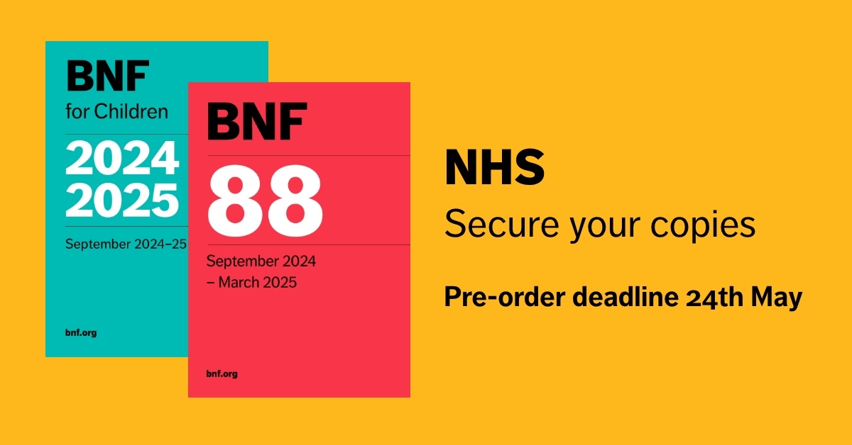 Last year NICE announced they will no longer fund BNF and BNFC in print for NHS organisations. To guarantee access to print for your NHS organisation pre-order by 24th May: bit.ly/4abLKeJ Just 16 days left. @bmj_company @bmj_latest @RCPCHtweets @rpharms