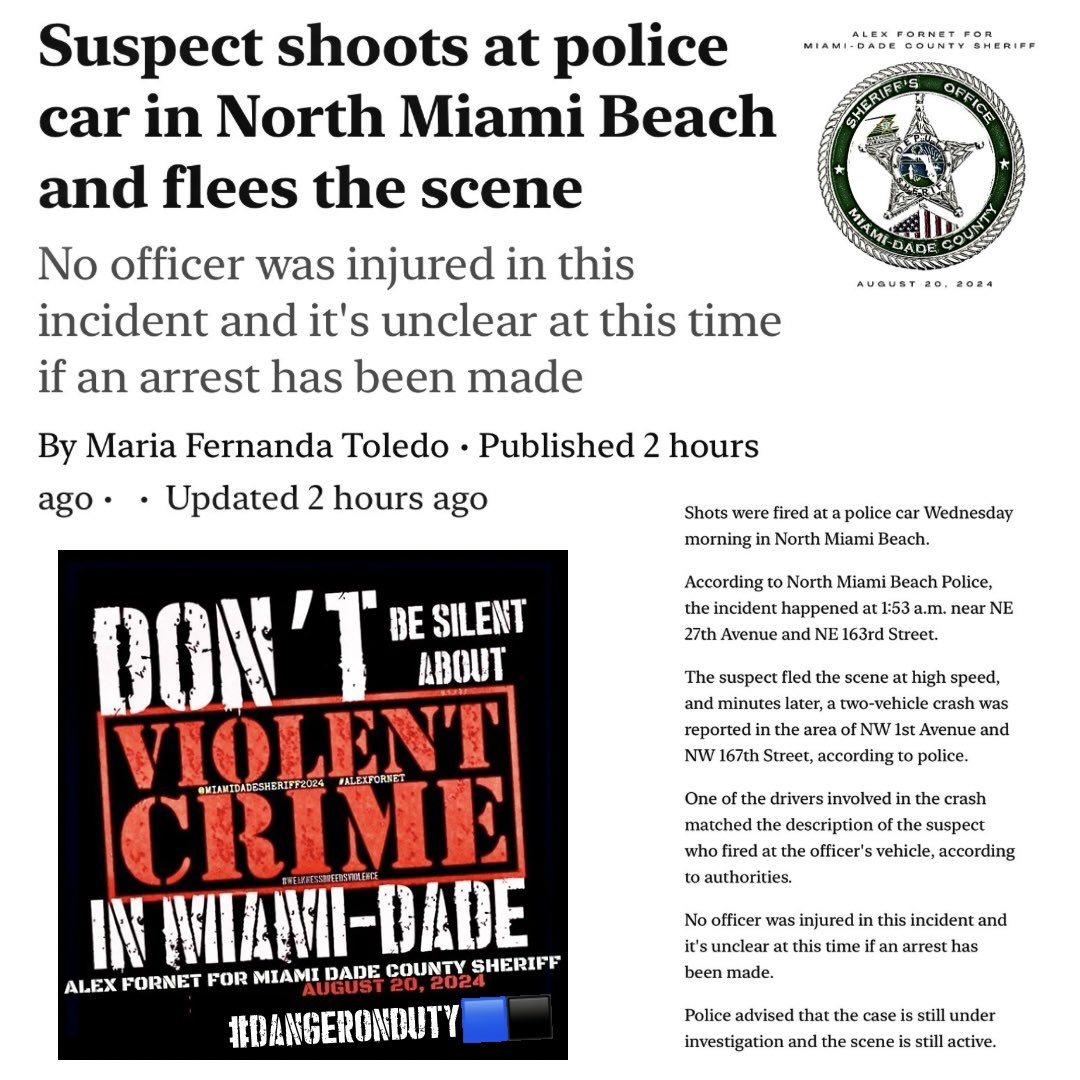 #DANGERONDUTY🟦⬛️  #TRAININGMIAMIDADE #CRIMEMIAMI #ANOTHERSHOOTING #EYESOFPOLICE #SHOOTINGSMIAMI #SHOOTINGMIAMIDADE nbcmiami.com/news/local/sus… #MIAMI #MIAMIDADE #MIAMIDADECOUNTY #CRIME #NEWSHERIFFINTOWN #THELAWANDORDERSHERIFF  #VIOLENTCRIMEMIAMI #VIOLENCEMIAMI #CRIMEMIAMI #SHERIFF