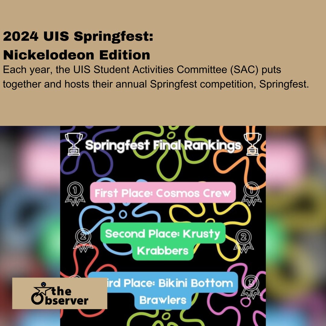 uisobserver's tweet image. Each year, the UIS Student Activities Committee (SAC) puts together and hosts their annual Springfest competition, Springfest. 
#springfest #uisedu #campuslife #theuisobserver
Read more➡️uisobserver.com/?p=20703