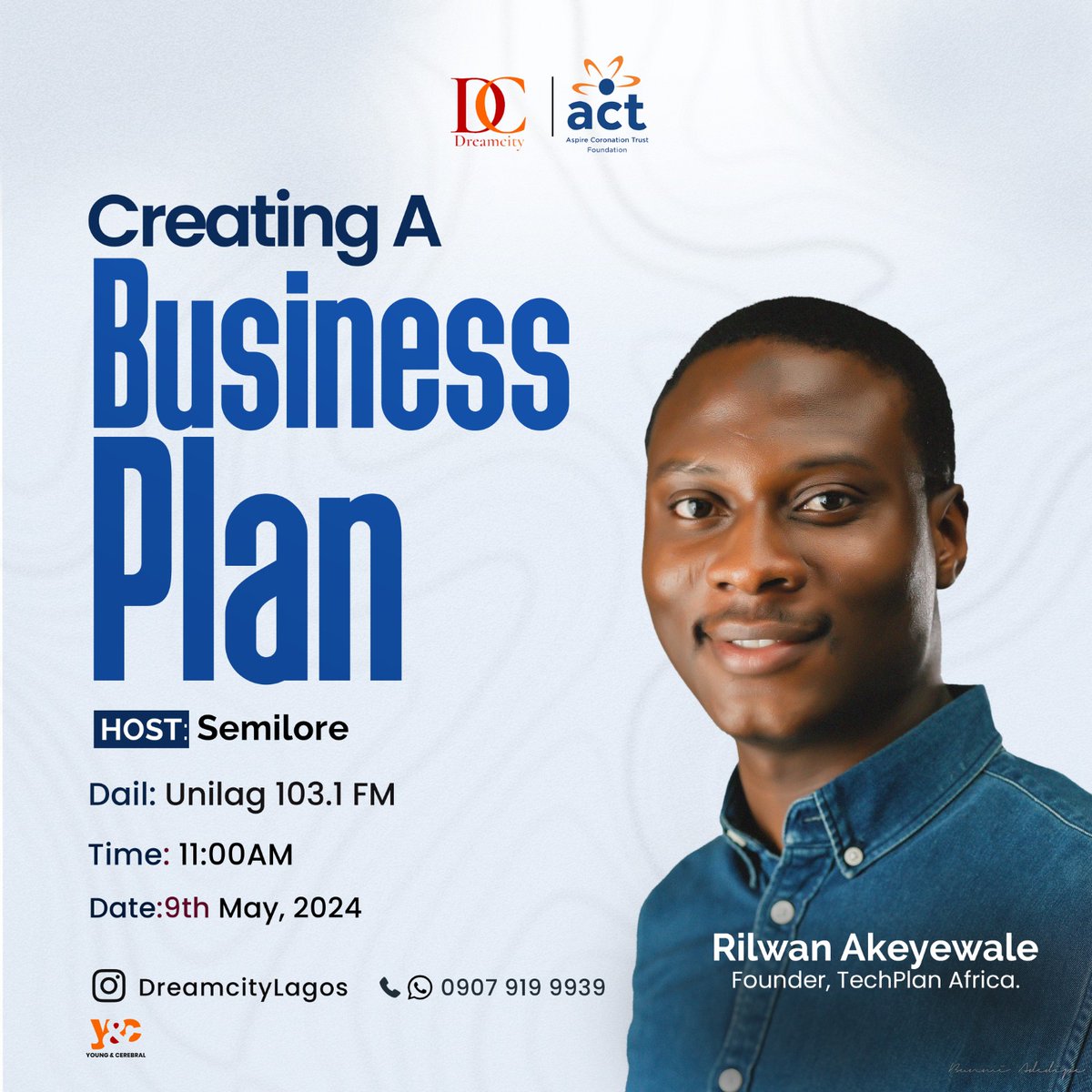 I'll be dropping insider tips on crafting a plan that gets investors saying YES and propels your business forward!

Join me this Thursday, May 9th at 11 AM, live on Unilag 103.1fm!

Don't miss out! Tune in, take notes and join the conversation.
