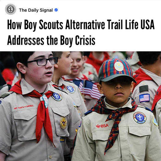 Trail Life USA isn’t just a Christian alternative to the Boy Scouts; it’s an answer to the deep crisis affecting boys in America. Read more here: traillifeusa.co/44uJRbP #TrailLifeUSA #thedailysignal #Scouting #BoyCrisis