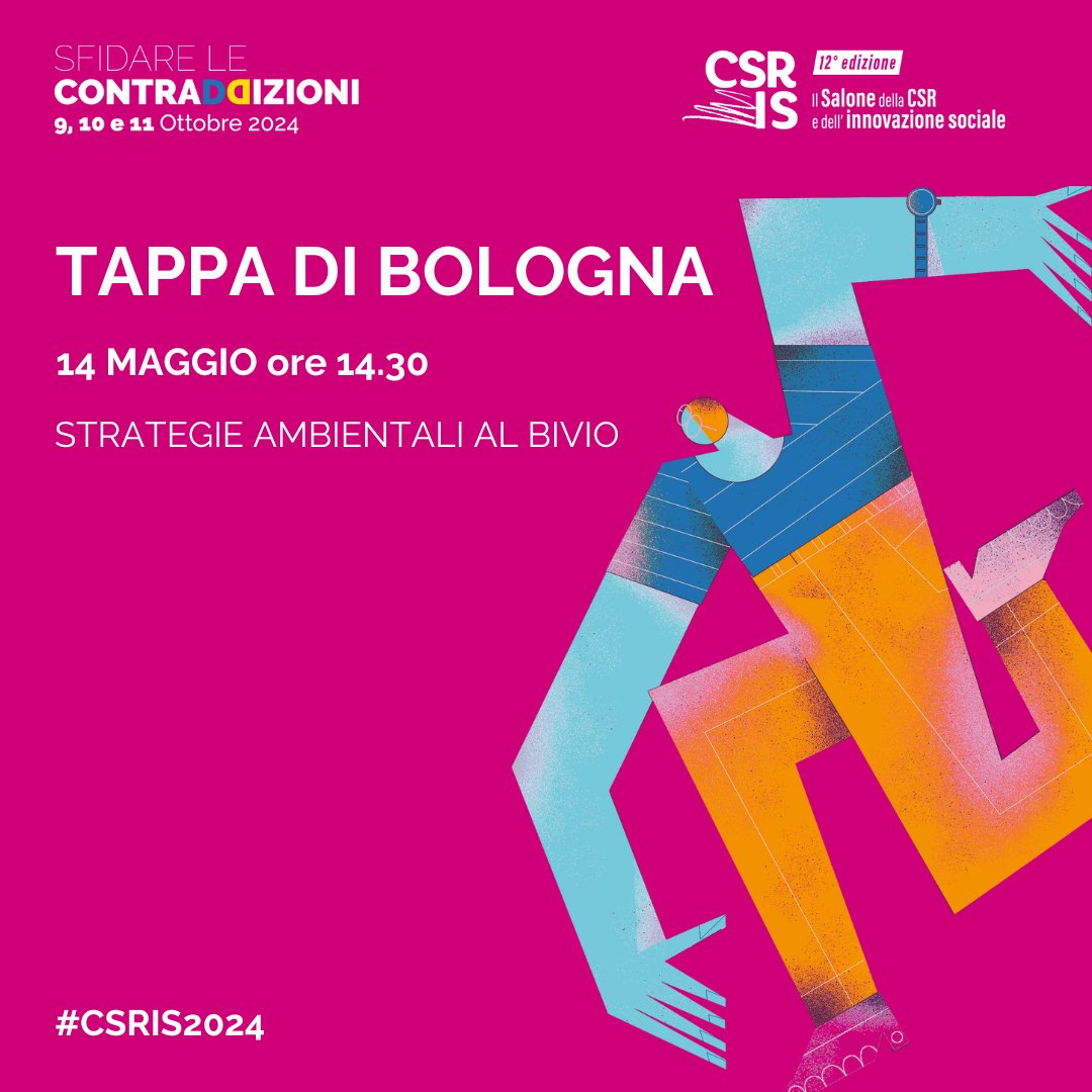 La prossima settimana vi aspettiamo a Bologna per la nuova tappa del Giro d'Italia della CSR! 📍 Bologna, Biblioteca Salaborsa – Piazza del Nettuno 3; 🗓️ martedì 14 maggio; 🕙 a partire dalle 14.30; 👉 iscrizioni qui: tinyurl.com/4543rx43 #CSRIS2024
