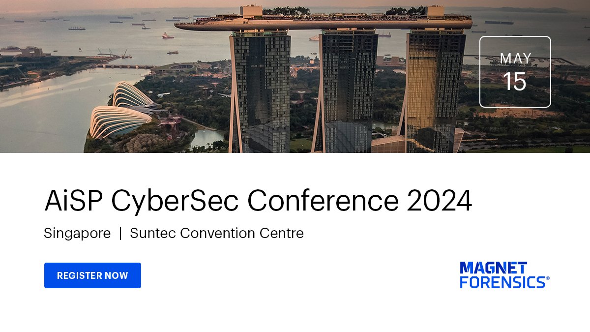 Join us at #AiSP CyberSec Conference 2024 in Singapore on May 15. We would love to connect with you while we're there! We will share how modern technology can help organizations and #DFIR professionals: ow.ly/guSs50RyXq9