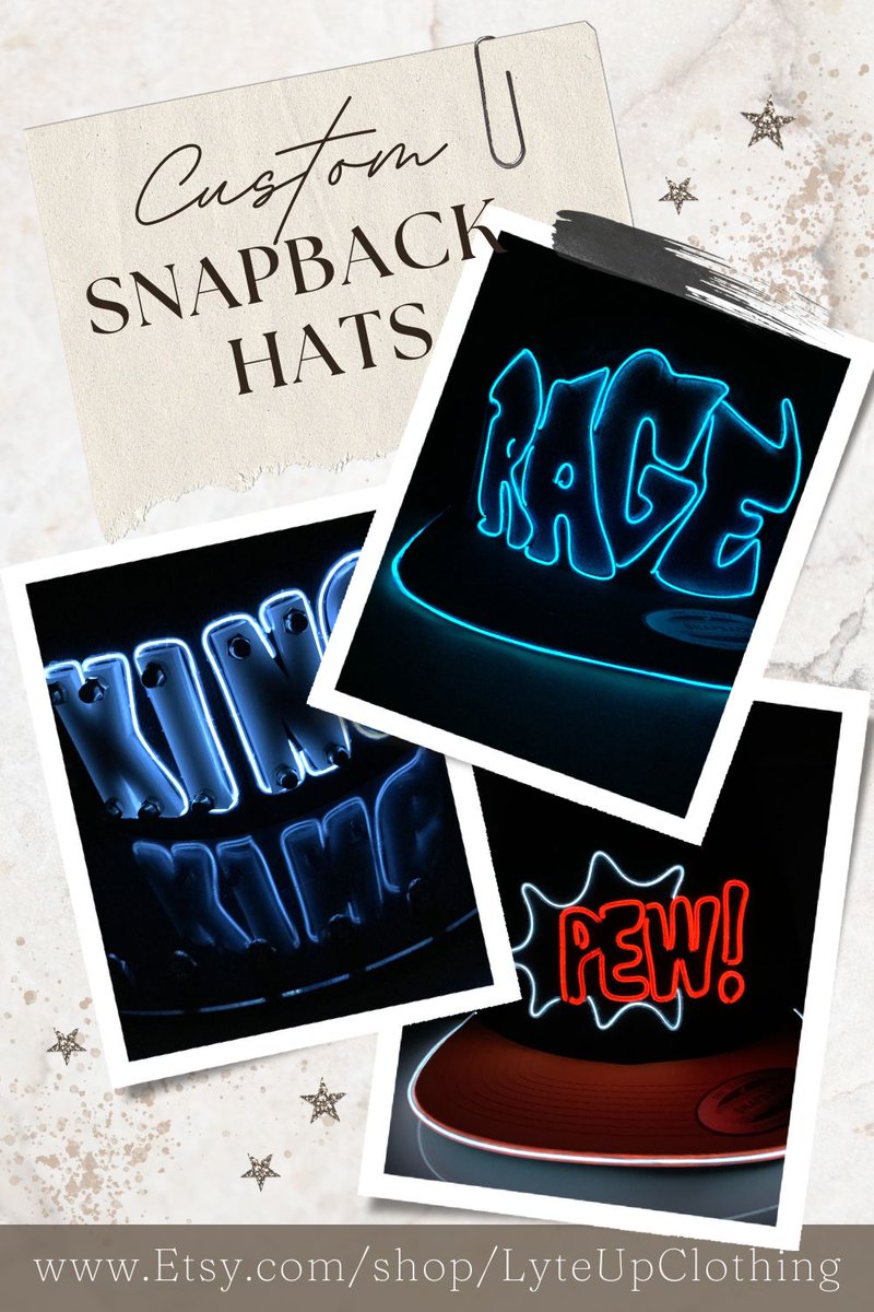 LyteUpClothing's tweet image. Custom Snapback Hats for ANY occasion! 

Create Yours: shorturl.at/LPU34 

#customhat #customhats #snapbackhat #customsnapbackhat #elwire #lightuphat #lightupclothing #lyteupclothing