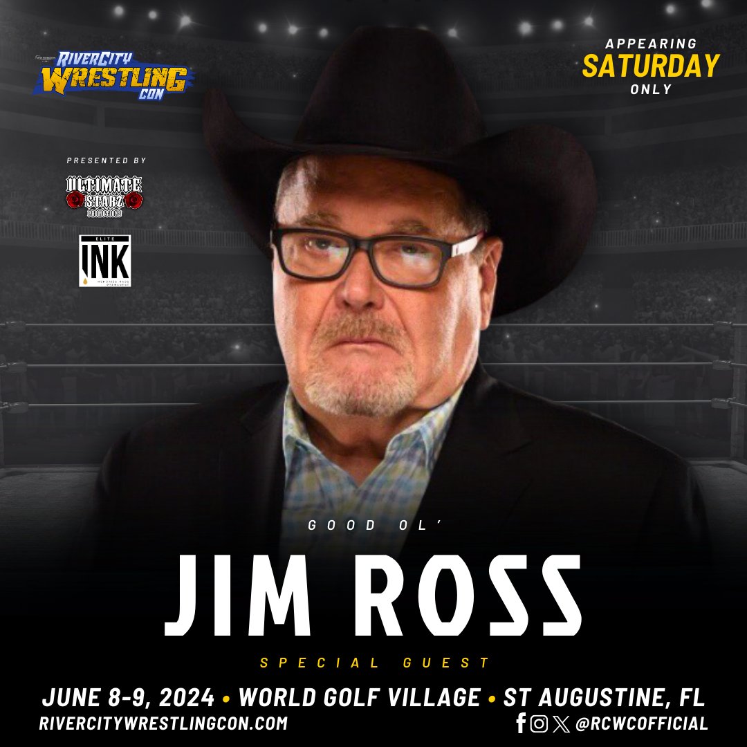 Don't miss the iconic @jrsbbq Saturday Only, brought to you by @ultimatestarzpr and @eliteinkmktg! Grab your tickets now through rivercitywrestlingcon.com/tickets. 🎟️✨ #RCWC #AEW