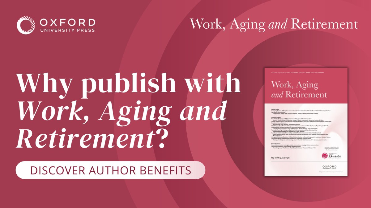 As a forum for evidence-based research on worker aging and retirement, Work, Aging and Retirement publishes high-quality articles to influence policymakers and decision-makers. Be part of the change, learn how you can benefit, and submit your paper today: oxford.ly/3wpOTcO