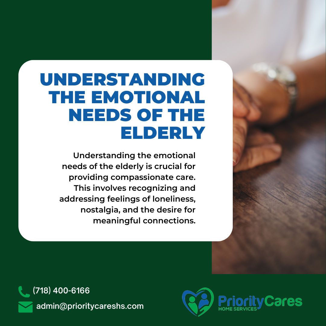 Let's dive deep into understanding the emotional needs of our elderly loved ones. Their feelings matter and it's time we lend them our ears. What are your thoughts? 

#ElderlyCare #EmotionalWellbeing #SeniorCare  #homecare #eldercare #elderpeople #prioritycareshs