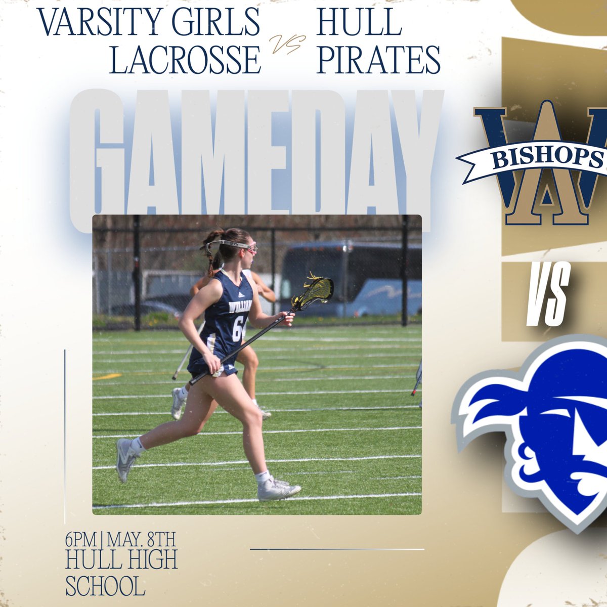 GIRLS LACROSSE: The Bishops head to @hullpirates today for a 6pm matchup! #rollbills @awhsglax