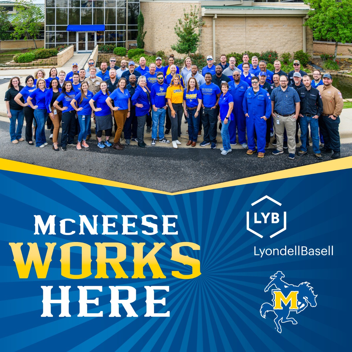 It's #McNeeseWorksHere Wednesday! 💙 💛 Thank you LyondellBasell! Become a Cowboy! brnw.ch/21wJA9X