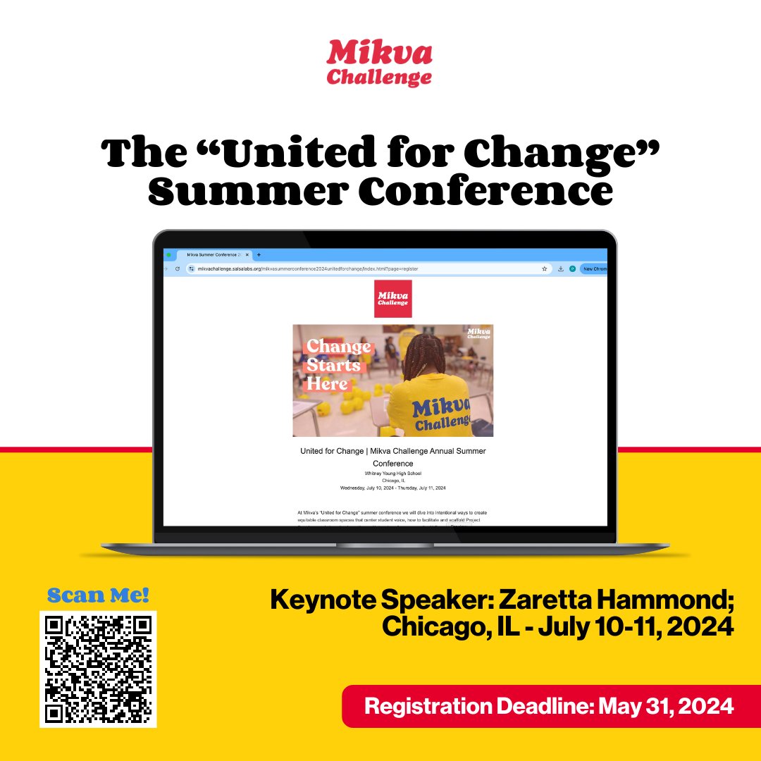 Join us in Chicago on July 10-11 as Mikva Challenge presents the “United for Change” Summer Conference! This gathering will provide educators with tools to prioritize student voice, scaffold #ProjectSoapbox & connect with other educators. Register: bit.ly/4a2pNP1