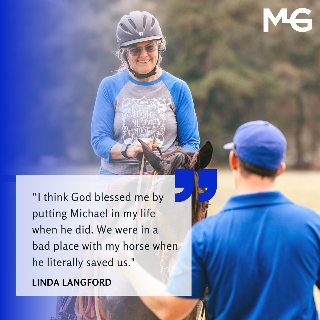 “I think God blessed me by putting Michael in my life. We were in a bad place with my horse when he literally saved us, and showed us how to turn things around and find joy in riding again.'-Linda L.

#horsetraining #happycustomers #naturalhorsemanship #traininghelp #horsehelp