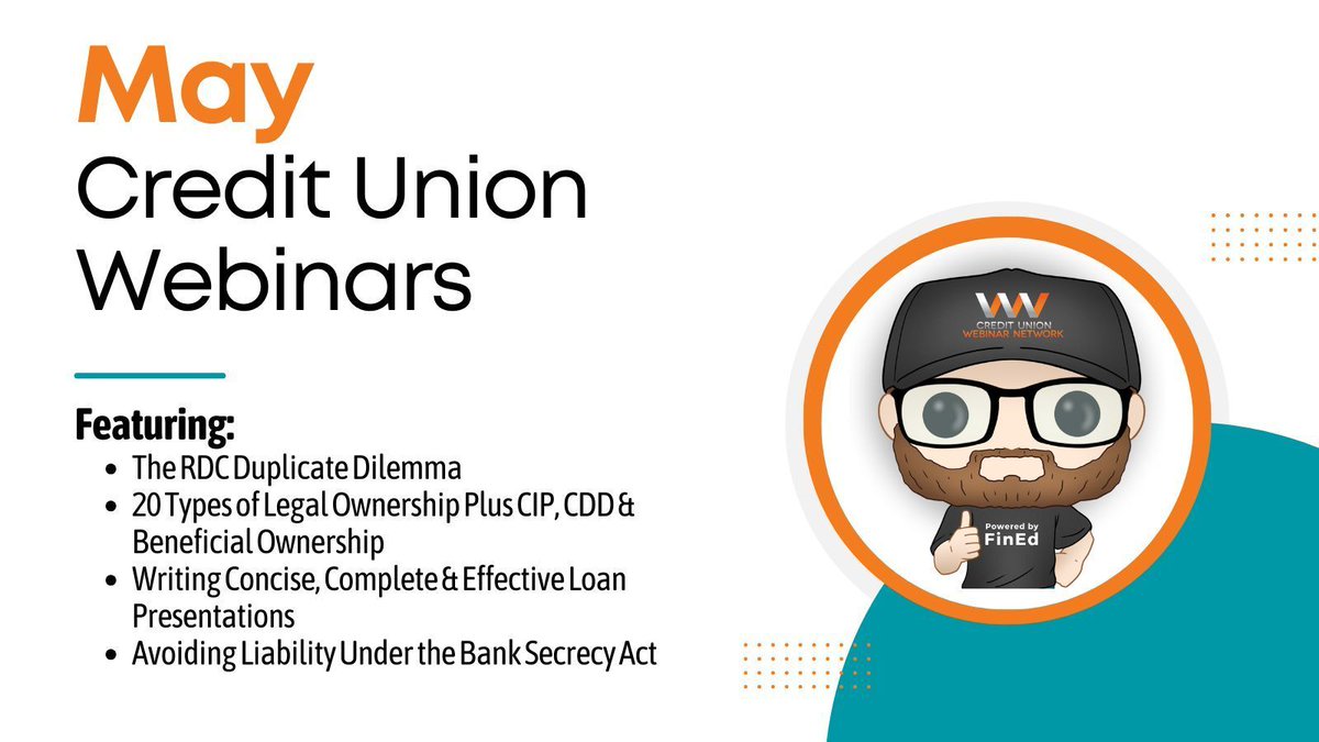 You wont want to miss our partners at Credit Union Webinar Network's May webinar lineup! 💻 Dive into the latest credit union insights, and so much more! Check out the current #webinarschedule on the #CCUA event calendar now! 👉 buff.ly/4aiYKjw #coopdifference