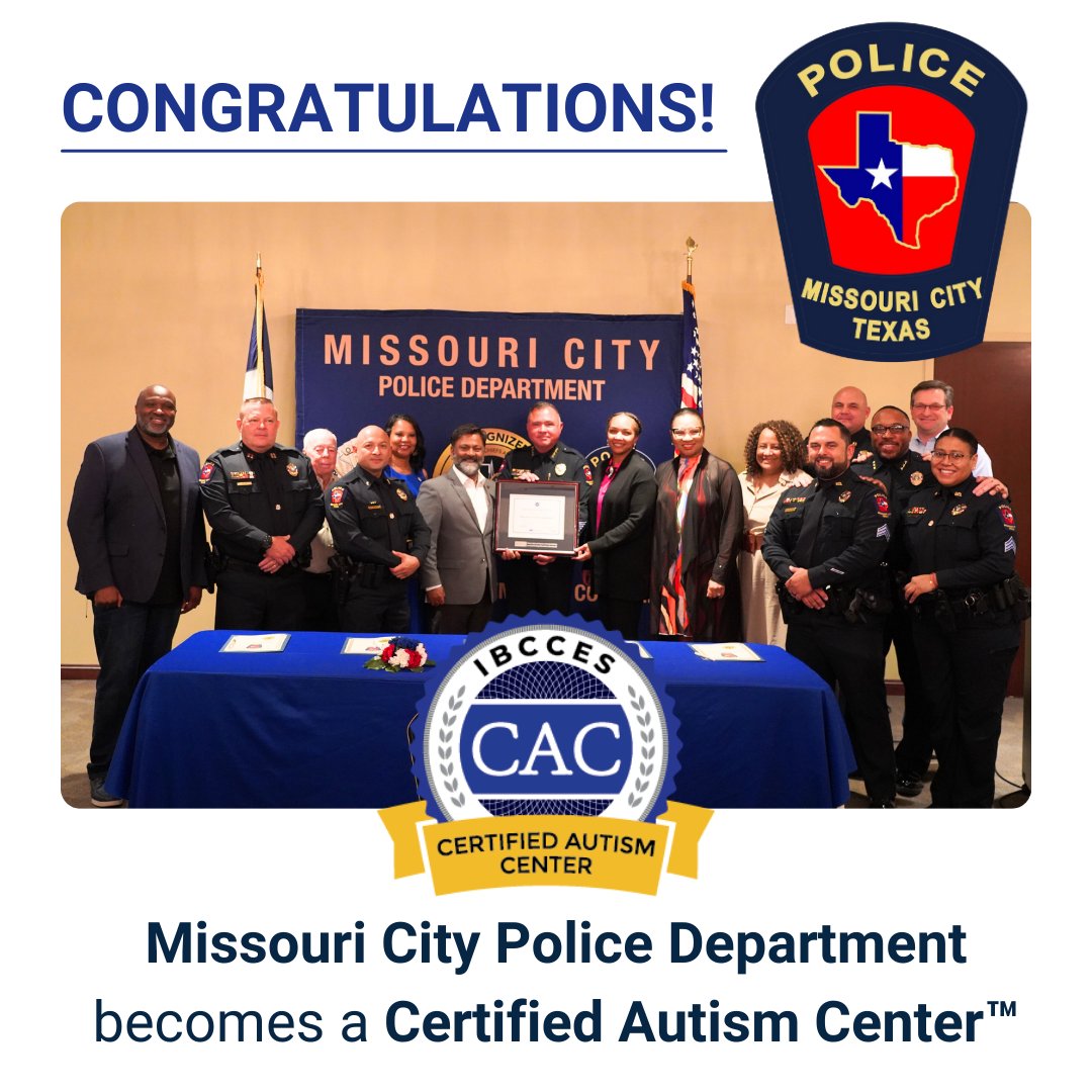 A huge congratulations to @MoCity_PD for becoming a Certified Autism Center™ ! Learn more about the Missouri City Police Department and this exciting news at bit.ly/3QBZHf0.