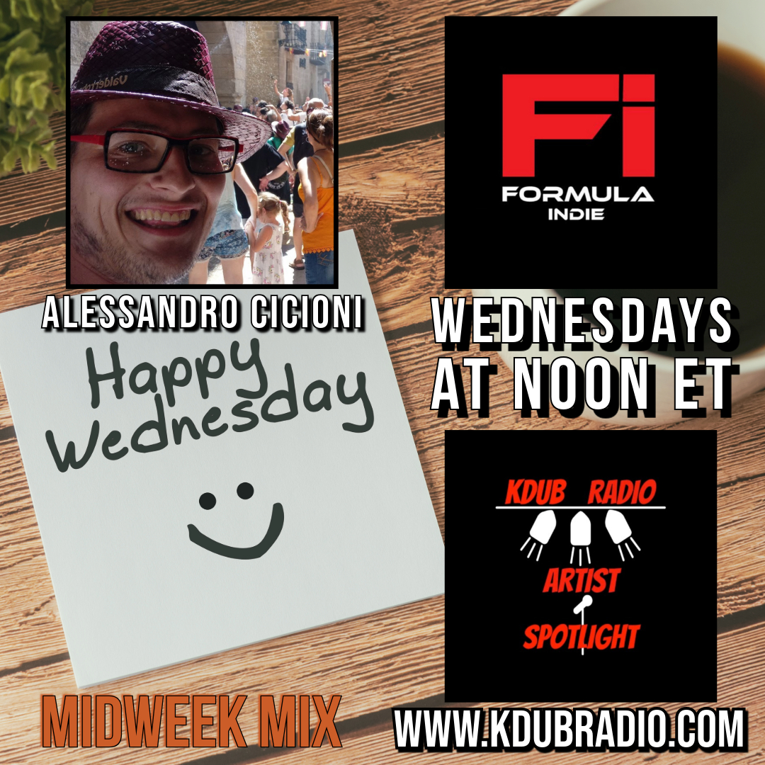 It's Wednesday, and you know what that means! Join us at Noon ET for Formula Indie with your host, Alessandro Cicioni. You can catch it on KDUB Radio's Artist Spotlight, the extension of KDUB Radio. kdubradio.com/artist-spotlig… @euroindiemusic @bdub1199