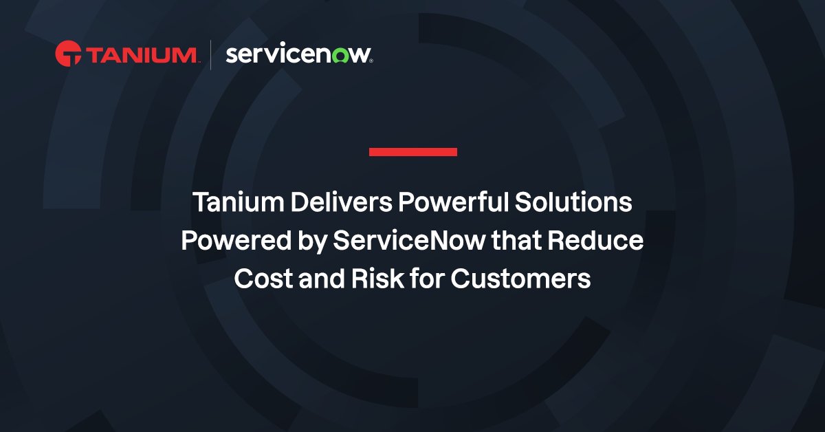 We’re excited to announce Tanium ITX and Tanium Security Operations for @ServiceNow! Powered by the Now Platform, discover how these joint solutions address complex challenges of IT estate management through an integrated platform approach: bit.ly/3UvWLla