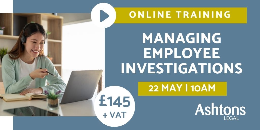BOOK NOW! Our popular online training course: Managing Employee Investigations. Places are filling up fast for 22 May! Get your place now for our interactive workshop looking at the different scenarios in which investigations are necessary. ow.ly/PfzE50RjFU7 #ukemplaw