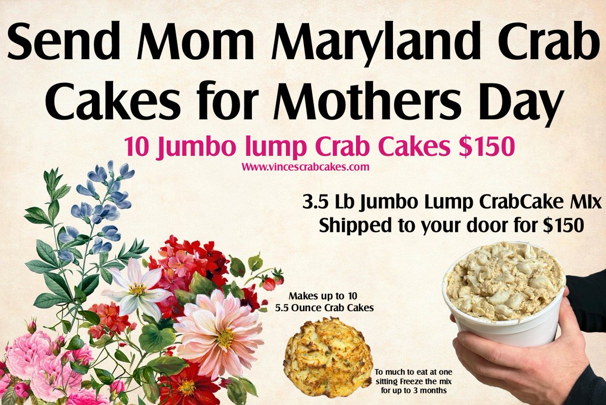 Looking for the perfect gift for mom ! Look no Further Get your order in before Wednesday at 12pm to receive before mothers day ! 

Treat Mom she's done cooking !! Link Below 

vincescrabcakes.com
#crabs #seafood #homemade #yummy #lunch #orderonline #catering #happy #foodi...