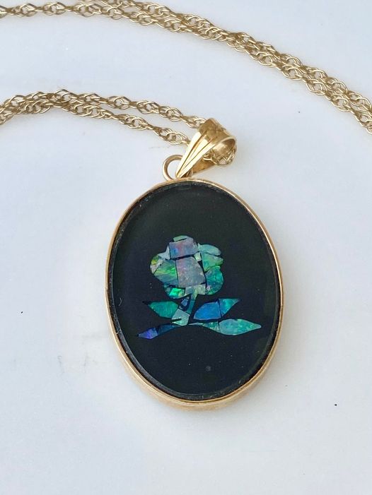 Excited to share the latest addition to my #etsy shop: Opal 14k Gold Necklace, Black Onyx, Inlaid Jewelry, Flower Gift Pendant etsy.me/3yaZpW0 #opal #14k #necklace #gold #vintage #vintagestyle  #EtsyStarSeller #LittleWomenVintage #etsy #etsyshop #etsystore