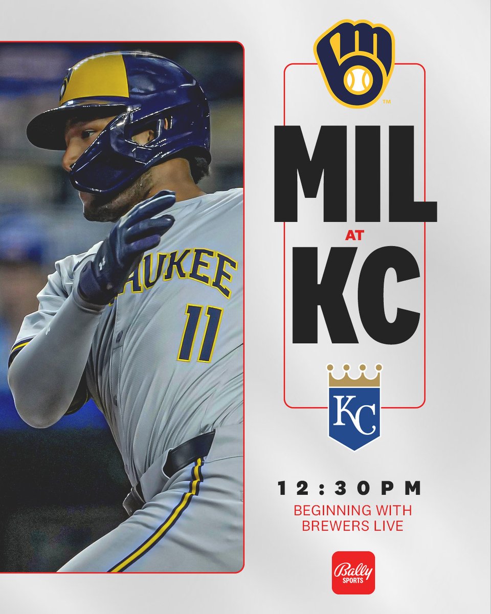 Rubber match with the Royals. @Brewers x Royals ⚾️ Brewers Live – 12:30pm 📺 Bally Sports Wisconsin | Bally Sports+ 📲 Bally Sports app