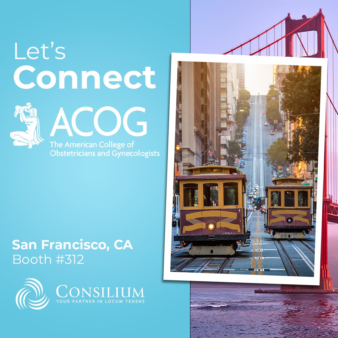 Meet us at the Annual ACOG Meeting! Explore short or long-term OB/GYN roles tailored to your career goals. Consilium is committed to the perfect fit for your skills. Visit us at booth 312 to find your personalized plan.

#Consilium #ACOG #ACOG2024 #OBGYN #LocumTenens
