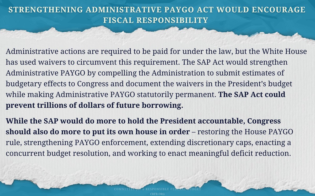 🚨 House Budget Committee Chairman @RepArrington (R-TX) and @RepJackBergman (R-MI) introduced the Strengthening Administrative PAYGO (SAP) Act of 2024 last week, along with all other majority members of the Budget Committee. The legislation is designed to strengthen…