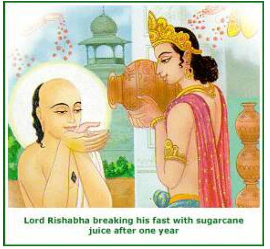 Akshay tritiya is a Celebration day when Jains break their 13 months' fast called VARSHI TAPP in the memory of first Tirthankar Aadinath bhagwan's accepting sugarcane juice from his grandson after 13 months of upwas ❤️🙏🏻

Lakhs of shwetambar Jains have done this fasting. 👏🏻✨