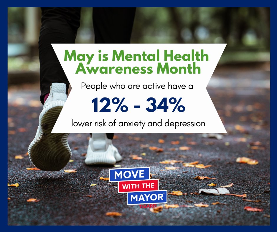 May is #MentalHealthAwareness Month! We’re celebrating by promoting the importance of social connections and physical activity in maintaining overall wellness. Connect with your community, stay active, and prioritize your mental health.💚💪  
🔗 Join us: tigard-or.gov/m4m