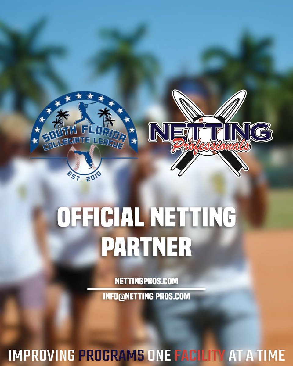 Netting Professionals is proud to be the Official Netting Partner of the South Florida Collegiate Baseball League! 🔥 🌴 We can't wait for baseball in South Florida this summer! 💪