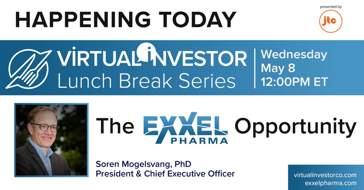 #HappeningToday at 12 PM ET! Our President and CEO, Soren Mogelsvang, PhD will be presenting at the Virtual Investor #LunchBreak event! 

Access the event here: bit.ly/3xZUTtr  
#VirtualInvestor #chroniccough #neuropathicpain #migraine #hyperactivebladder
