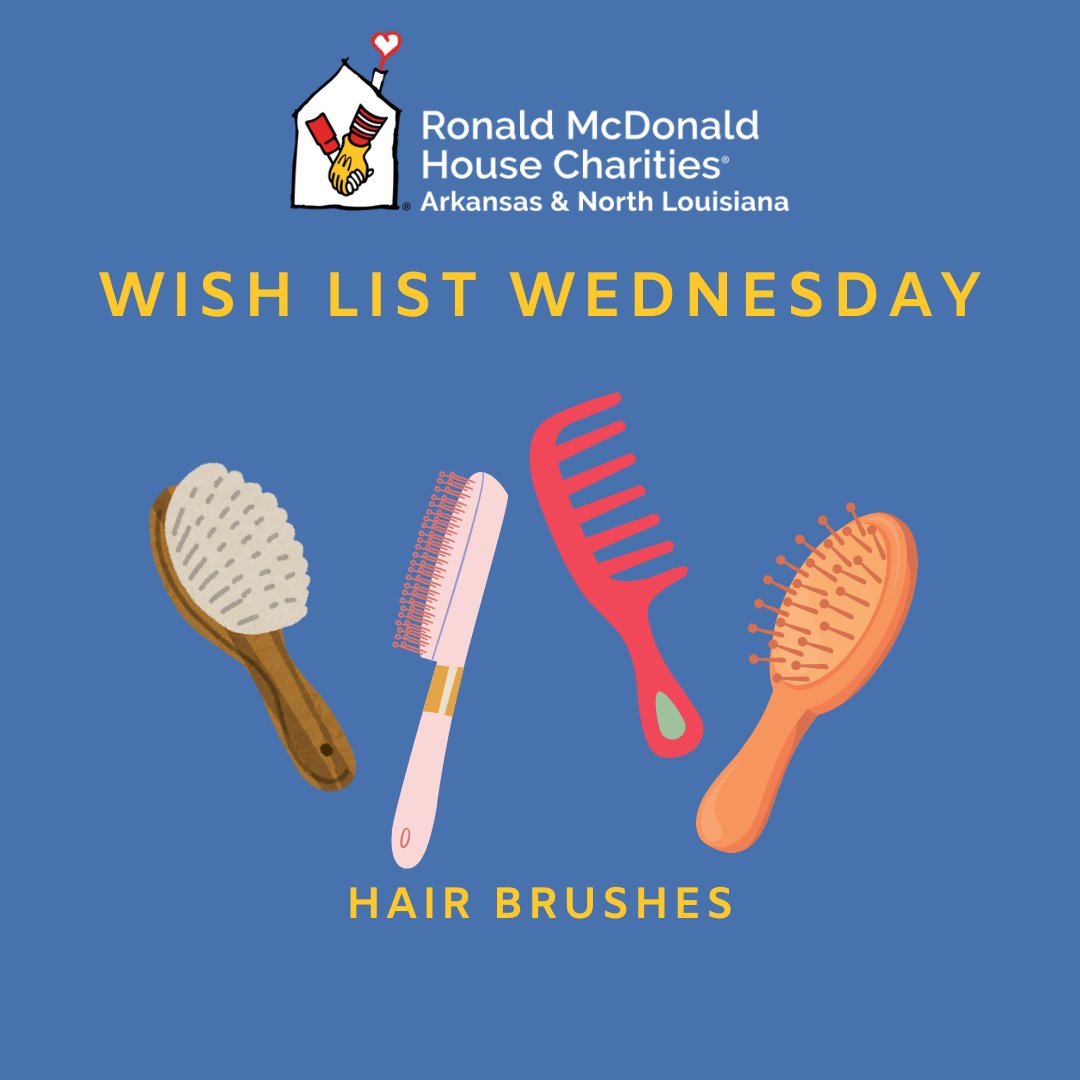 We need hairbrushes for all hair types! When you stay at RMH, we are happy to provide daily necessities of all kinds.. including a new hairbrush. 💙 wishlistwednesday.org

#wishlistwednesday #keepingfamiliesclose