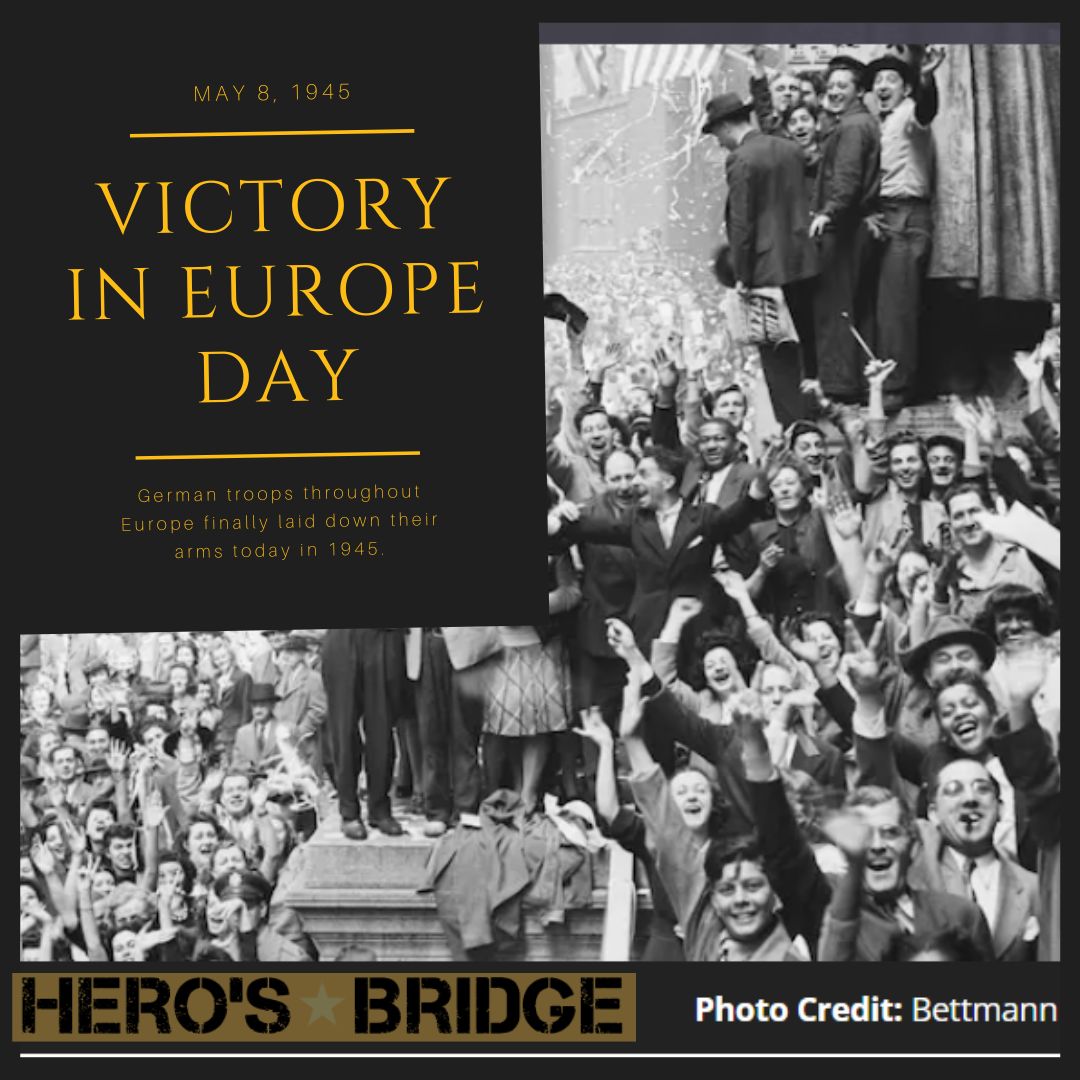 Firsthand accounts of Victory in Europe Day are disappearing from living history. Hero's Bridge honors all World War II veterans for their service & sacrifice during the second World War. It has been a pleasure to get to know our #WWII veterans over the years. #VictoryinEuropeDay