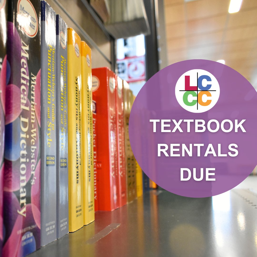 Book rentals are due May 17! Return options: in-store, store drop boxes, Morgan and Donley Center front desks, or mail. Check-in days will be held on May 13 at Donley and May 14 at Morgan, 10 a.m. - 1 p.m. Questions? Ask bookstore@lccc.edu.

#LehighCarbonCC #Bookstore #Textbooks