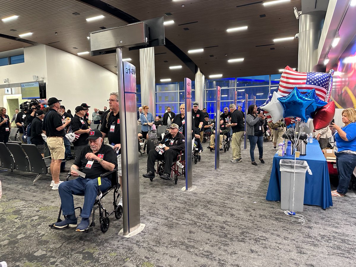 Proud to host #HonorFlight celebration with 32 veterans - 25 Vietnam War veterans, six Korean War veterans & one Korean & Vietnam War veteran who embarked on a day trip to D.C. Sendoff from BNA veterans, USO volunteers, live music, & Presentation of Colors from Honor Guard.