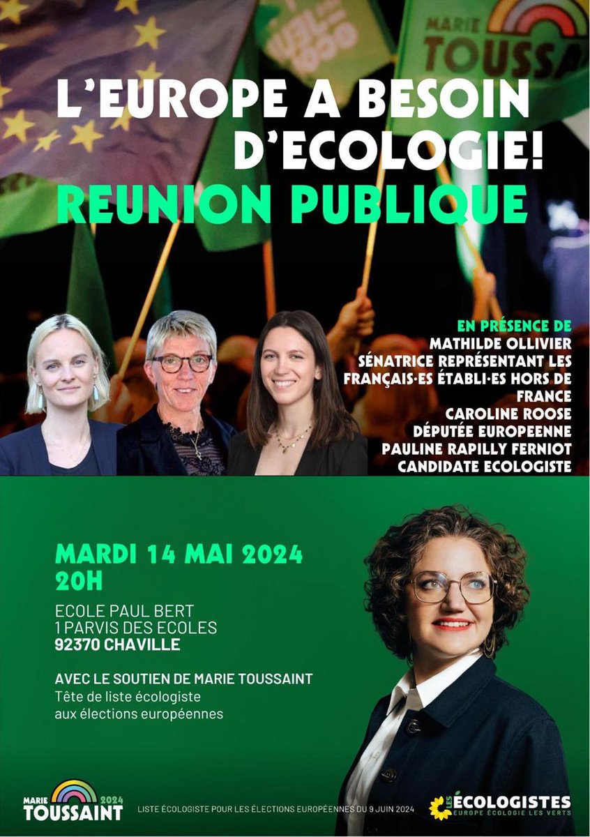 Réunion publique à Chaville mardi 14 avec @Mat_OLLIVIER, @CarolineRooseEU et @Pauline_RF