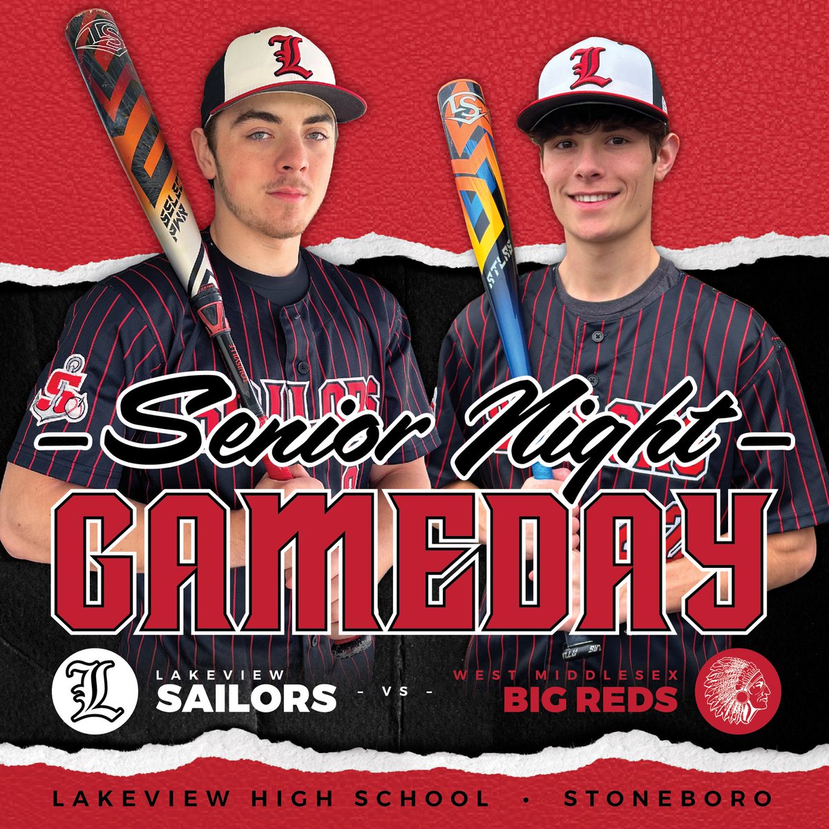 LakeviewBSBL's tweet image. It’s senior night in Stoneboro. Come cheer on the Sailors, and celebrate our seniors as we take on West Middlesex at 4:15 PM.