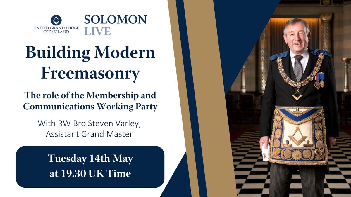 📐 Curious about the future of #Freemasonry? Look no further! In the next Solomon Live, Brody will be joined by Assistant Grand Master Steven Varley to discuss the future of modern Freemasonry💪🤝   Book your ticket⏬ 🔗us06web.zoom.us/webinar/regist… @SolomonUGLE  #Freemasons