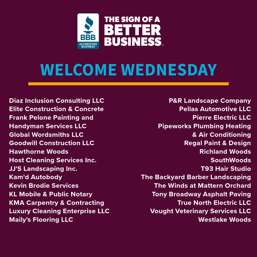 Hip hip hooray for #WelcomeWednesday and all of our newest #BBB Accredited Businesses! 🙌 Congratulations and welcome to #BBBAccreditation @GlblWrdsmths! #StartWithTrust