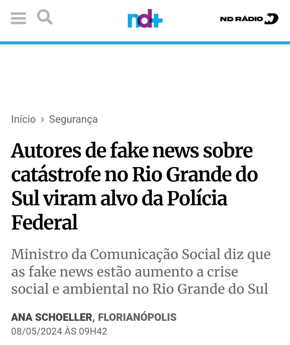 Oi Rio Grande do Sul,o ministro da comunicação social, o montanha da Odebrecht, vulgo pimenta,diz que oq vcs estão enfrentando não é tão grave, quanto as imagens que publicamos .