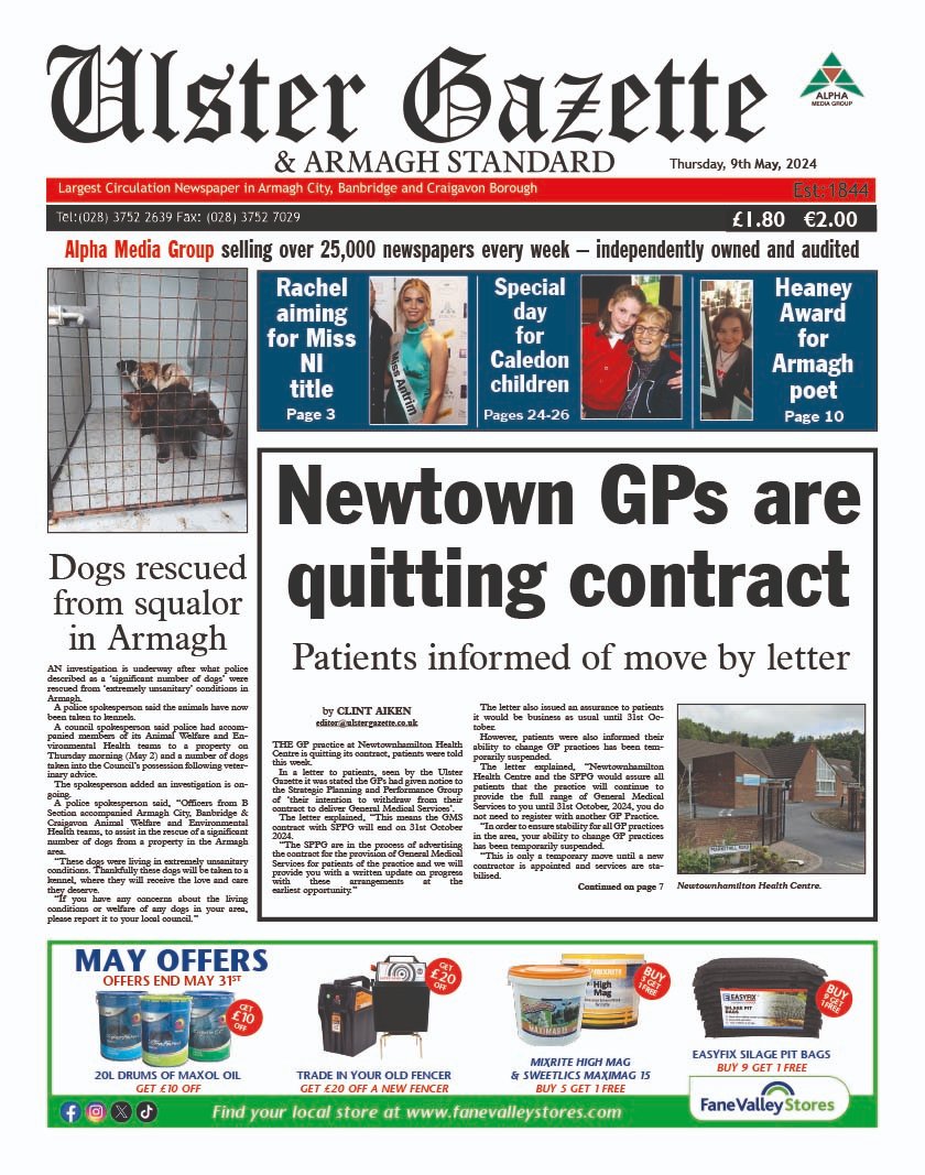 Making the news headlines in this week's Ulster Gazette. Pick up your copy today.
