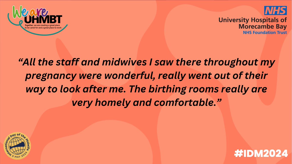 “All the staff and midwives I saw there throughout my pregnancy were wonderful, really went out of their way to look after me.' Some lovely comments for our Midwives and maternity colleagues at Helme Chase Maternity Unit in Westmorland General Hospital 💖 #IDM2024