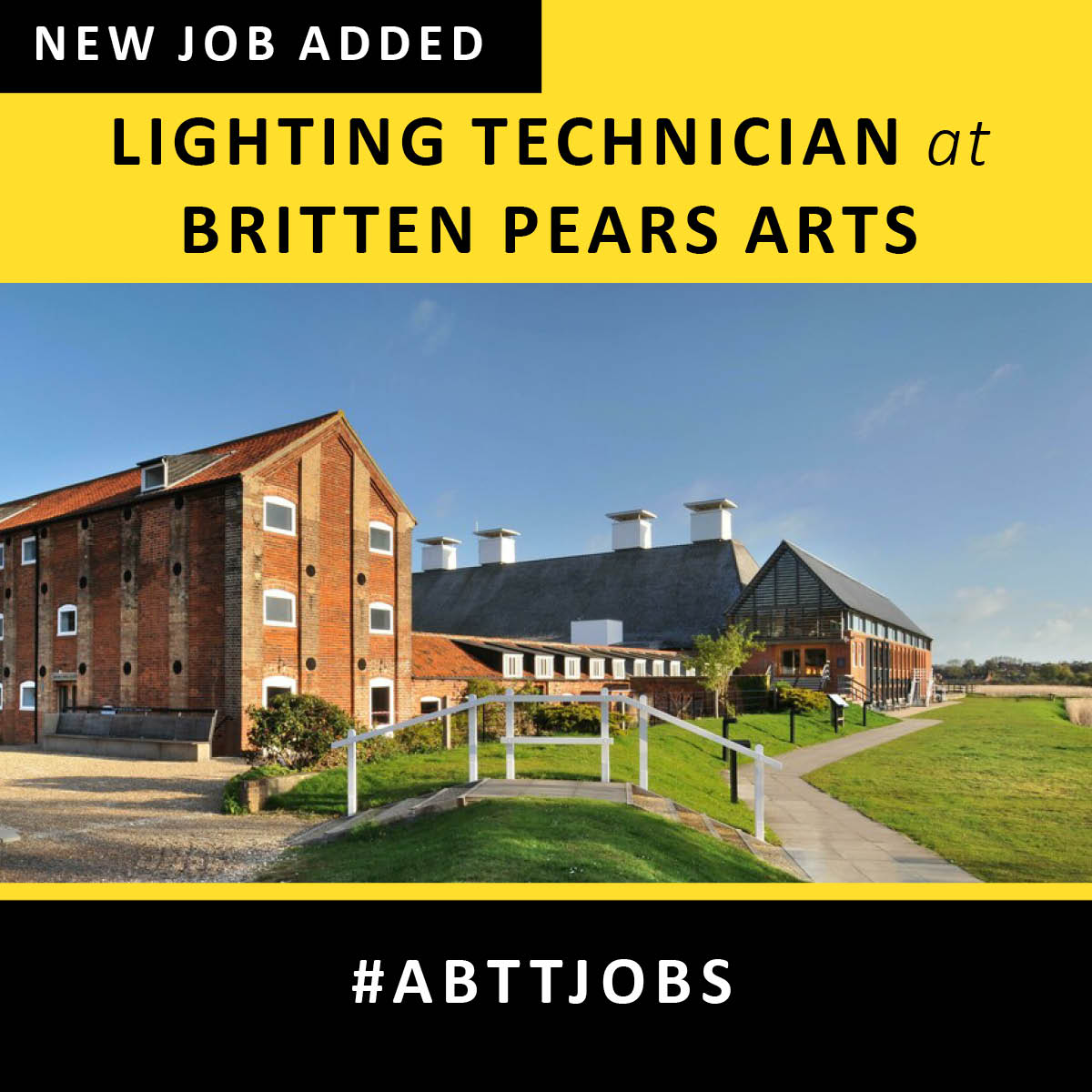 Snape Maltings, the home of Britten Pears Arts, are looking for an experienced Lighting Technician to assist with the preparation and smooth running of the lighting aspects of programmed events. 

Find out more and apply: abtt.org.uk/jobs/lighting-…

#ABTTjobs #TheatreJobs