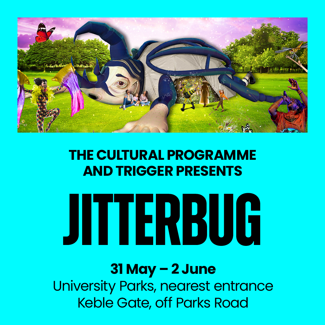 Join us for 3 days of FREE bug-related activities! From yoga to creative fun for young children, storytelling, panel discussions and live performances all under the gigantic Jitterbug tent!
Part of #OxfordKafka24.
To book tickets please visit: oxfordculturalprogramme.org.uk/event/jitterbu…