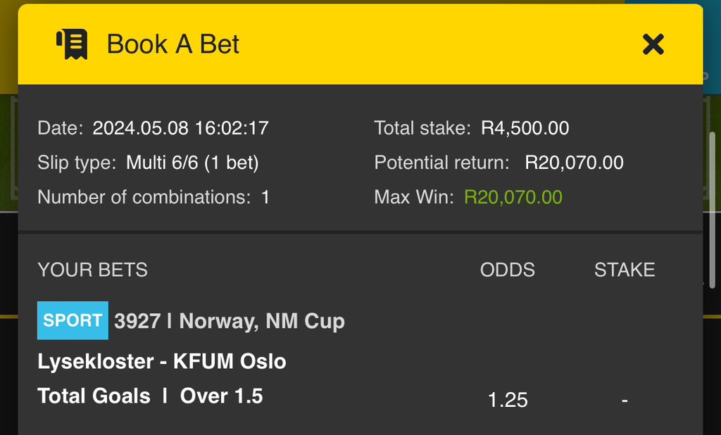 National Dinner 1🥘 🥗

🟡Time first match: 18pm
🟡Matches: 6

>Repost and Like this Tweet
>Ticket Link: easybet.co.za/share-a-bet/57…
>Ticket Code: 570196

>Use Promo Code: LU50 to sign up & get R50 Welcome Bonus on Easybet on this link > ebpartners.click/o/RLW6YW