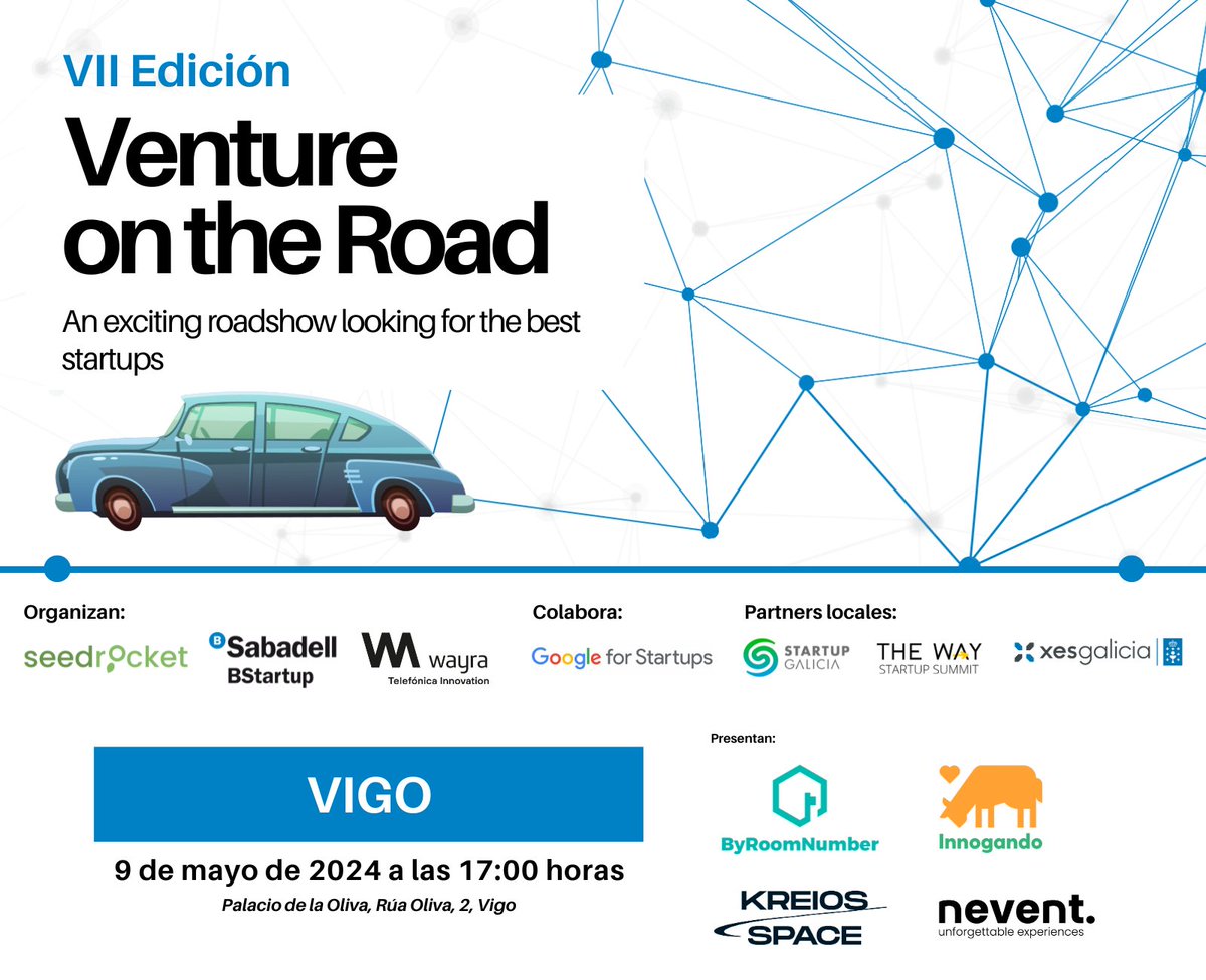 Mañá estaremos na última parada do #roadshow en Vigo de #VentureOnTheRoad impulsado por @BStartup, @Wayra e @seedrocket! Quen se anima?Reserva xa!👉 seedrocket.com/vii-venture-on…