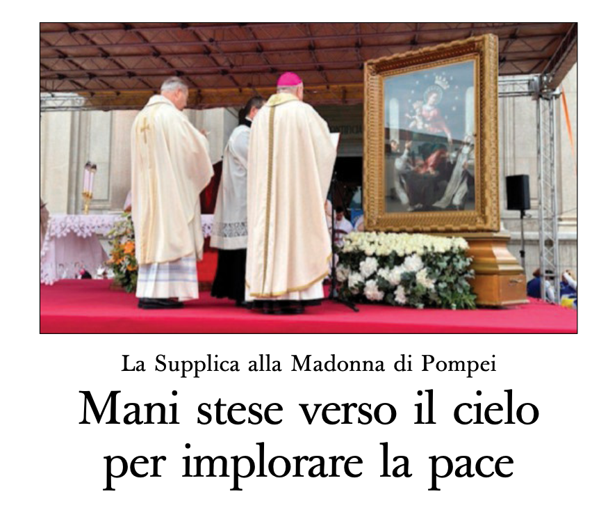 La Supplica alla Madonna di #Pompei Le parole del vescovo di Conversano-Monopoli, Giuseppe Favale, che ha presieduto questa mattina, a Pompei, la celebrazione eucaristica e la Supplica mariana osservatoreromano.va/it/news/2024-0…