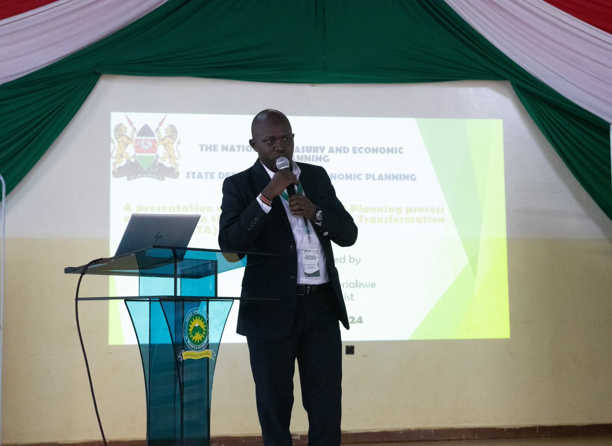 Ongoing at the #KMPUT @MeruUniversity : Presentation on the national planning process and its role in BETA by Mr Domnick Loriakwe from the State Department for Economic Planning. #ThinkingPolicyTogether