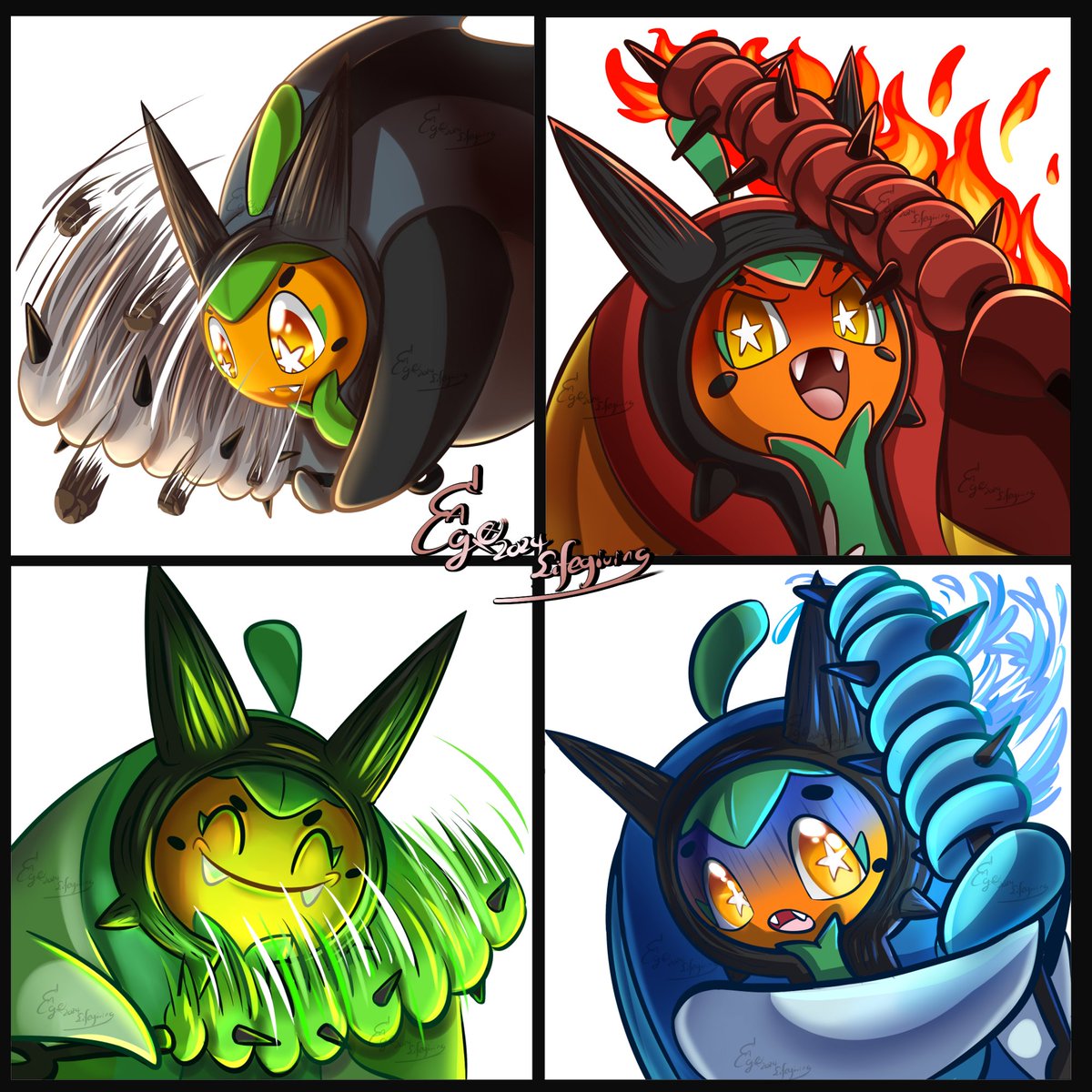 Made these #ogerpon emotes for @WiiUFreak 
It started as just make one and then it quickly turned into 4. 
#pokemonfanarts #オーガポン #PokemonScarletViolet