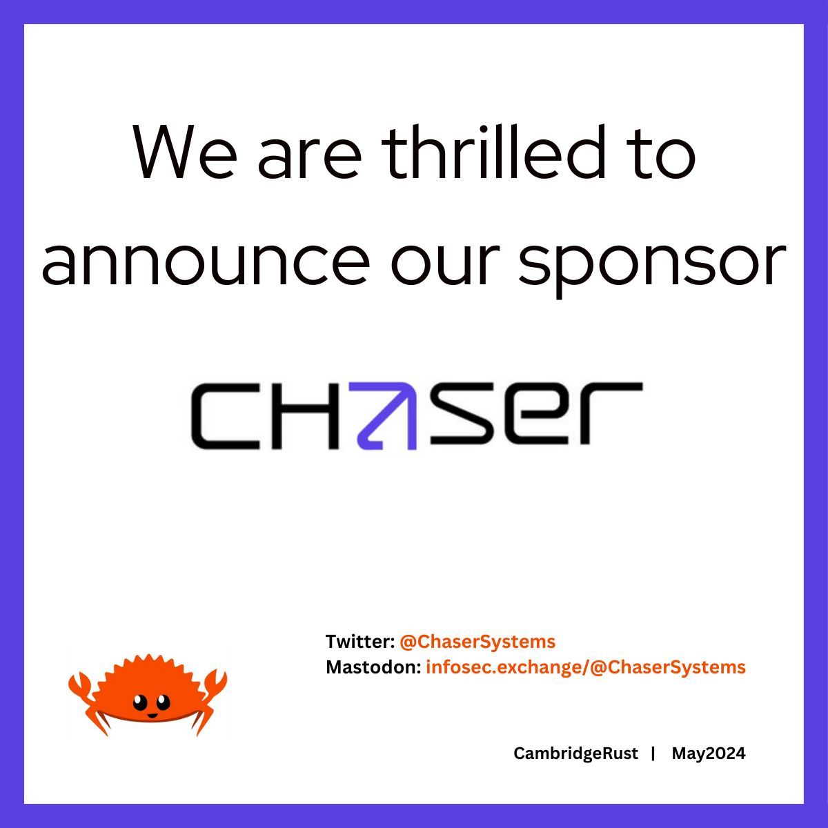 Chaser Systems (@chasersystems) on Twitter photo Proud to be sponsoring this #Rust meetup in #Cambridge! (it's tonight and there are still spaces)
Follow <a href="/CambridgeRust/">CambridgeRust</a>
meetup.com/cambridge-rust… Proud to be sponsoring this #Rust meetup in #Cambridge! (it's tonight and there are still spaces)
Follow <a href="/CambridgeRust/">CambridgeRust</a>
meetup.com/cambridge-rust…