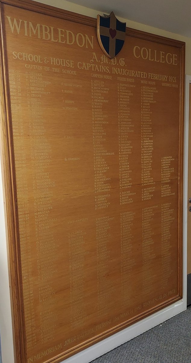 Wonderful to see an artist plying their trade in the College yesterday as the Honours Board was updated. We thank the outgoing School Captain, the Deputy School Captain, the House Captains & all the Prefects for their service. #AMDG